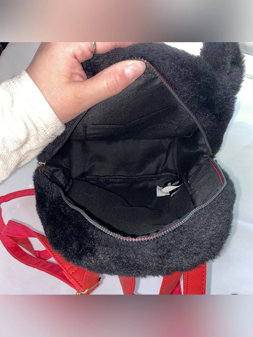 Bioworld Black Gloomy Naughty Grizzly Fuzzy Plush Mini Backpack Kawaii Kidcore